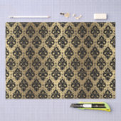 ヴィンテージエレガントデカップブラック金ゴールドダマスク 薄葉紙 (クラフト)