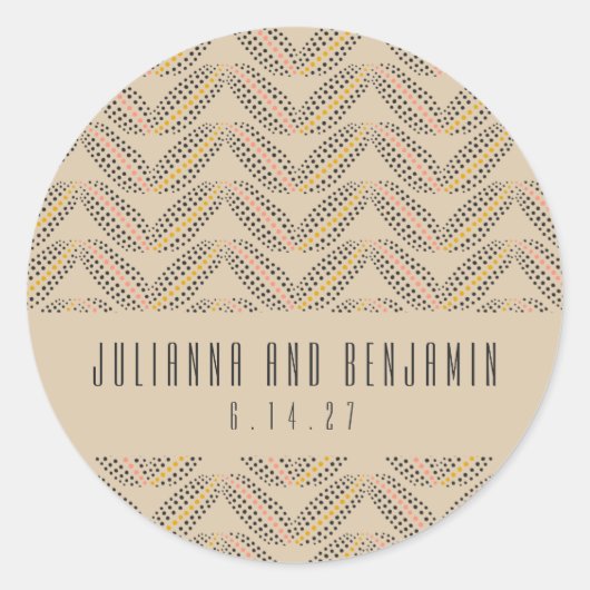 ヴィンテージエレガントデコベージュタン幾何結婚体 ラウンドシール (正面)