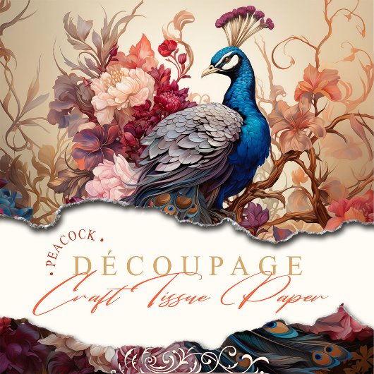 ヴィンテージエレガントデコペビクトリアンープボホピーコック 薄葉紙