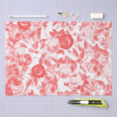 ヴィンテージエレガントトイルシックコーラルピンクローズ 薄葉紙 (クラフト)