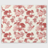 ヴィンテージエレガントトイルレッドディアウッドランドシームレス ラッピングペーパー (フラット)