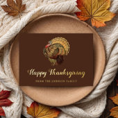 ヴィンテージエレガントトルコ幸せな感謝祭金ゴールド 箔シーズンカード