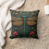 ヴィンテージエレガントトンボ植物学 クッション (ブランケット)