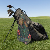 ヴィンテージエレガントトンボ植物学 ゴルフタオル (グリーン)