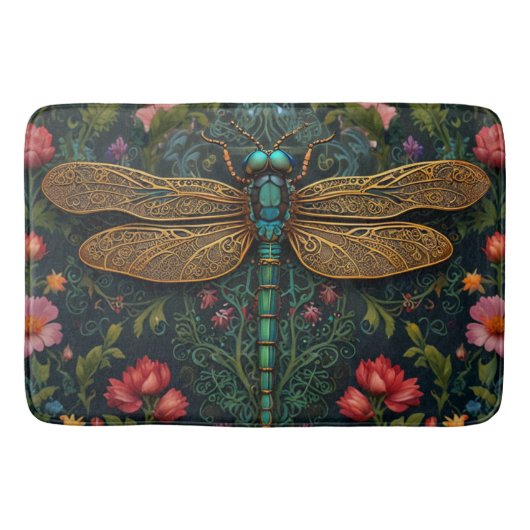 ヴィンテージエレガントトンボ植物学 バスマット (正面)