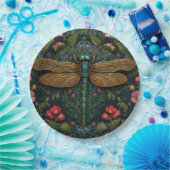 ヴィンテージエレガントトンボ植物学 ペーパープレート (パーティー)