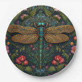 ヴィンテージエレガントトンボ植物学 ペーパープレート (正面)