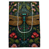 ヴィンテージエレガントトンボ植物学 ミディアムペーパーバッグ (裏面)