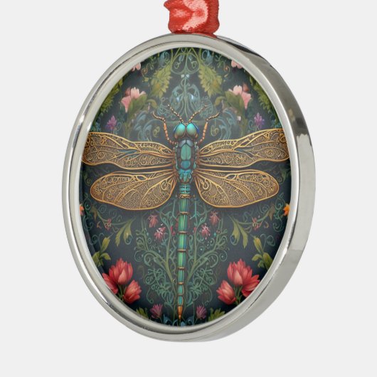 ヴィンテージエレガントトンボ植物学 メタルオーナメント (左)