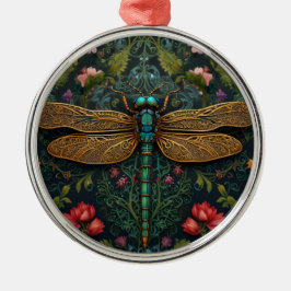 ヴィンテージエレガントトンボ植物学 メタルオーナメント