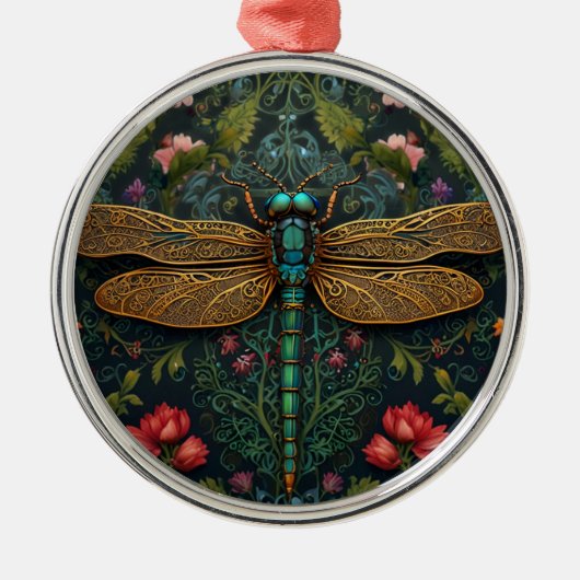 ヴィンテージエレガントトンボ植物学 メタルオーナメント (正面)