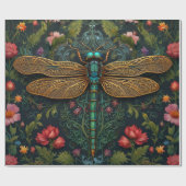 ヴィンテージエレガントトンボ植物学 ラッピングペーパー (フラット)