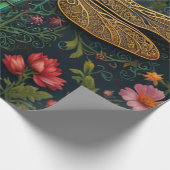 ヴィンテージエレガントトンボ植物学 ラッピングペーパー (角)