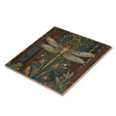 ヴィンテージエレガントドラゴンフライ芸術bohoシック植物学 タイル (側面)