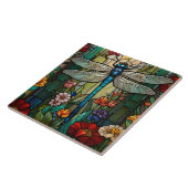 ヴィンテージエレガントドラゴンフライ芸術bohoシック植物学 タイル (側面)