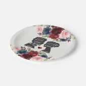 ヴィンテージエレガントネイビーブルゴーニュフローラ小説結婚 ペーパープレート (アングル)