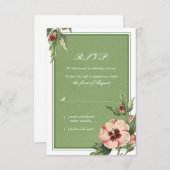 ヴィンテージエレガントハイビスカスフローラ結婚の返信カード 出欠カード (正面/裏面)