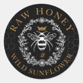 ヴィンテージエレガントハニークイーンビーブラック&ホワイト ラウンドシール (正面)