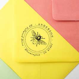 ヴィンテージエレガントハニービーラウンド差出人住所 ラバースタンプ