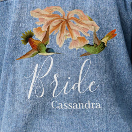 ヴィンテージエレガントハミングバードウォーター結婚カラー デニムジャケット