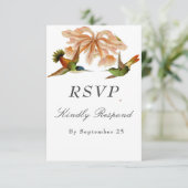 ヴィンテージエレガントハミングバードウォーター結婚カラー 出欠カード (スタンド正面)