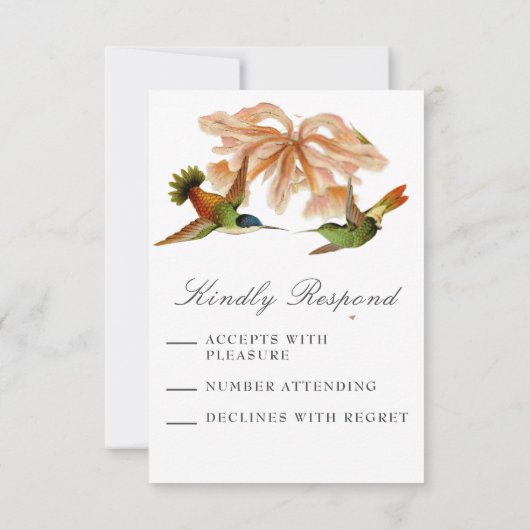 ヴィンテージエレガントハミングバードウォーター結婚カラー 出欠カード (裏面)