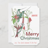 ヴィンテージエレガントハミングバードメリークリスマス シーズンカード (正面)