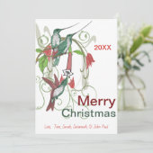 ヴィンテージエレガントハミングバードメリークリスマス シーズンカード (スタンド正面)