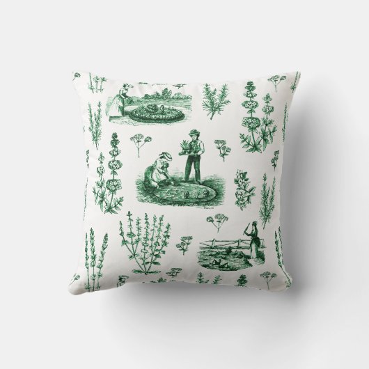 ヴィンテージエレガントハーバルガーデンセージ緑トワール クッション (裏面)