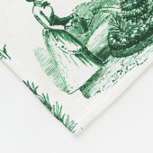 ヴィンテージエレガントハーバルガーデンセージ緑トワール フリースブランケット (角)