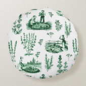 ヴィンテージエレガントハーバルガーデンセージ緑トワール ラウンドクッション (裏面)