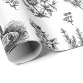 ヴィンテージエレガントハーバルガーデン白黒トワール ラッピングペーパー (ロールコーナー)