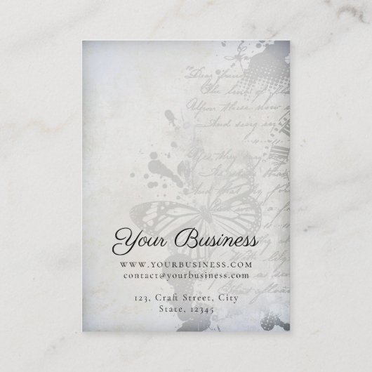 ヴィンテージエレガントバタフライジュエリーイヤリングディスプレイ 名刺 (裏面)