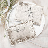 ヴィンテージエレガントバビクトリアンロ結婚フローラ 出欠カード