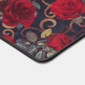 ヴィンテージエレガントバラとダマスクパターン赤と黒 デスクマット (コーナー)