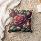 「ヴィンテージエレガントバラとチューリップと雨滴」 クッション (ブランケット)