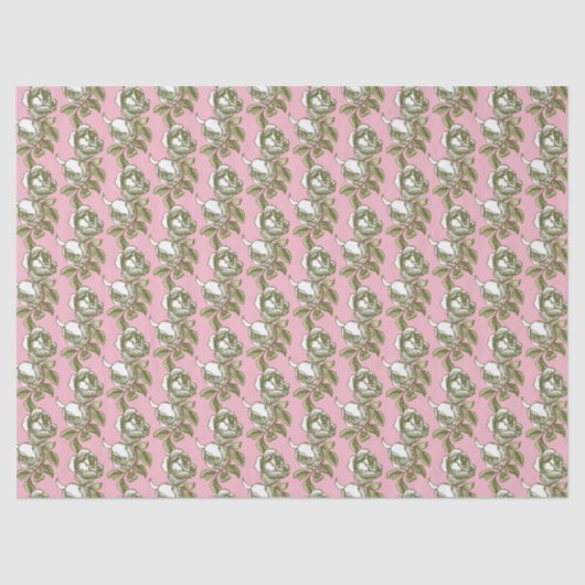 ヴィンテージエレガントバラパターンonピンクティッシュペーパー 薄葉紙 (正面)