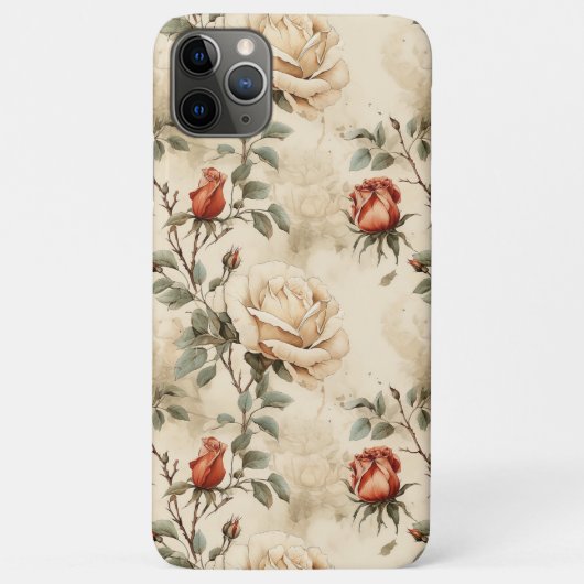 ヴィンテージエレガントバラフラワーベージュフローラデザイン Case-Mate iPhoneケース (裏面)