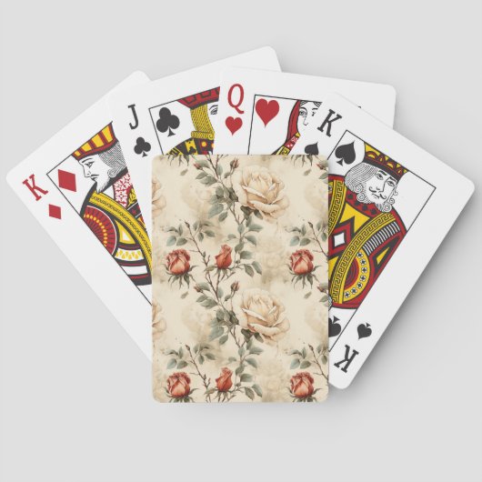 ヴィンテージエレガントバラフラワーベージュフローラ トランプ (裏面)