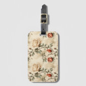 ヴィンテージエレガントバラフラワーベージュフローラ ラゲッジタグ (正面縦)
