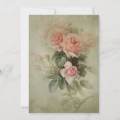 ヴィンテージエレガントバラフローラセージ緑の葉ビー 招待状 (裏面)