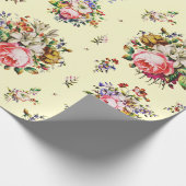 ヴィンテージエレガントバラフローラルパターン ラッピングペーパー (角)
