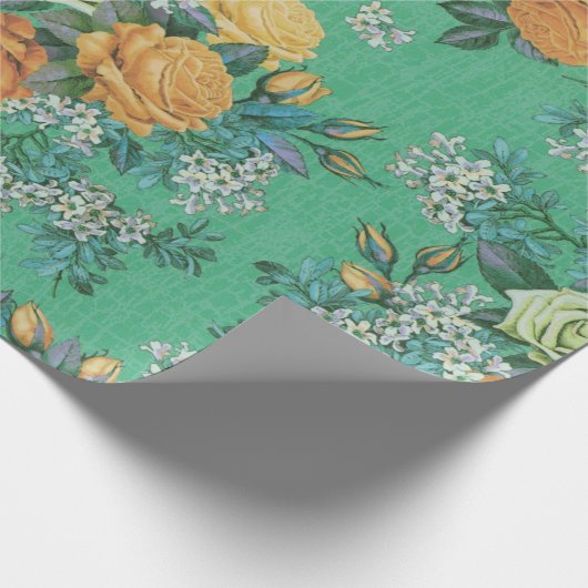 ヴィンテージエレガントバラフローラ花束植物学 ラッピングペーパー (角)