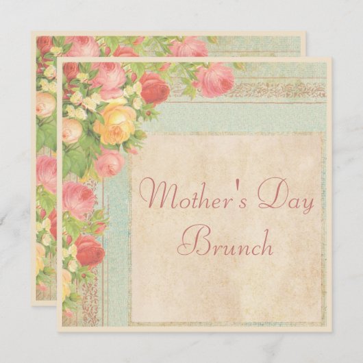 ヴィンテージエレガントバラマザーズデイブランチ 招待状 (正面/裏面)