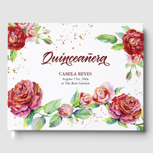 ヴィンテージエレガントバラレッドピンクフローラキンセアニェラ ゲストブック (正面)