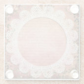 ヴィンテージエレガントバラ及びレースガラスコースター ガラスコースター (裏面)