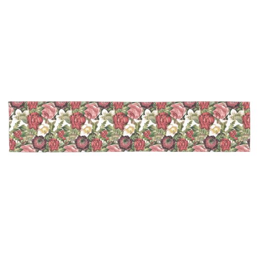 ヴィンテージエレガントバラ植物表ランナー ショートテーブルランナー (横)