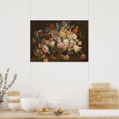 ヴィンテージエレガントバラ絵画フローラズ、アントン・ミュラー ポスター (キッチン)