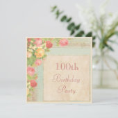 ヴィンテージエレガントバラ100歳誕生日パーティー 招待状 (スタンド正面)