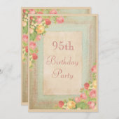 ヴィンテージエレガントバラ95歳誕生日パーティー 招待状 (正面/裏面)